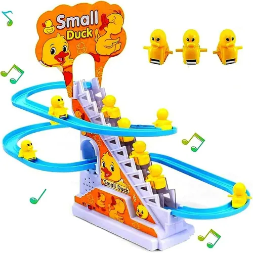 Picture of Duck Slide Toys Set Products Fun Automatic Stairs-Climming Duckling Cartoon Race Track Small Beautiful Pongwin Slide Toys Lights | 9 duck slide with music (Multicolor)