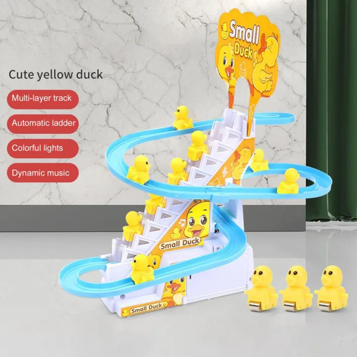 Picture of Duck Slide Toys Set Products Fun Automatic Stairs-Climming Duckling Cartoon Race Track Small Beautiful Pongwin Slide Toys Lights | 9 duck slide with music (Multicolor)