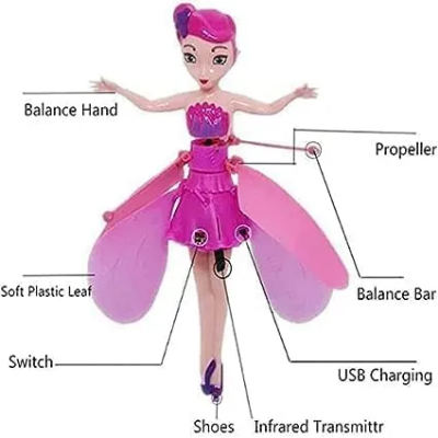 Picture of Flying Fairy Dolls for Girls Flying Doll | Girls Gift usb Flying Toys for Kids Princess Doll Toys for Girls (Multi Colour) | Magic Flying Doll with USB charging system (Multicolor)