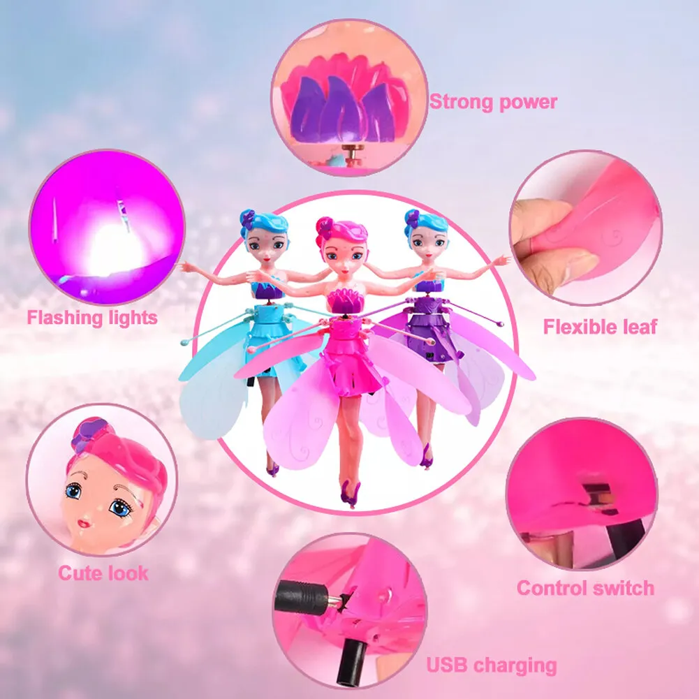 Picture of Flying Fairy Dolls for Girls Flying Doll | Girls Gift usb Flying Toys for Kids Princess Doll Toys for Girls (Multi Colour) | Magic Flying Doll with USB charging system (Multicolor)