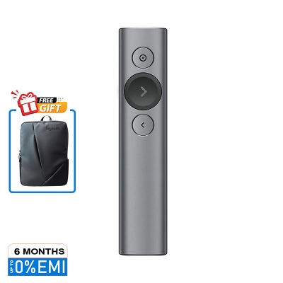 Picture of Logitech Spotlight Wireless Presentation Remote, 2.4 GHz and Bluetooth, USB-Receiver, Digital Laser Pointer, 30-Meter Operating Range, Dual Connectivity, Timer, PC/Mac/Android/iOS - Slate