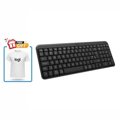 Picture of Logitech K250 Bluetooth Keyboard with Numpad, Easy Connectivity, Compact Wireless Keyboard Made with Recycled Plastic, Spill-Resistant, Comfortable Keys - Windows/MacOS - Graphite