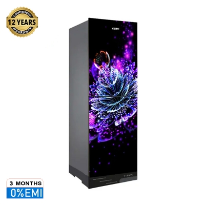 Picture of VISION Glass Door Refrigerator RE-180 Liter Black Flower Top Mount