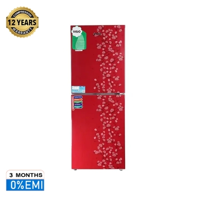 Picture of ViGO Refrigerator RE-252 L Red  Flower Bottom Mount