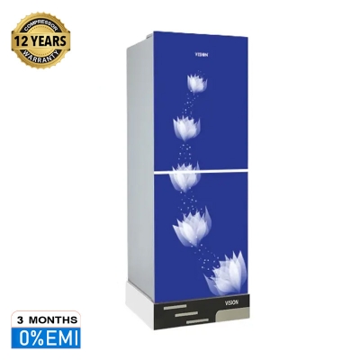 Picture of VISION Glass Door Refrigerator RE-185L Blue New Bottom Mount
