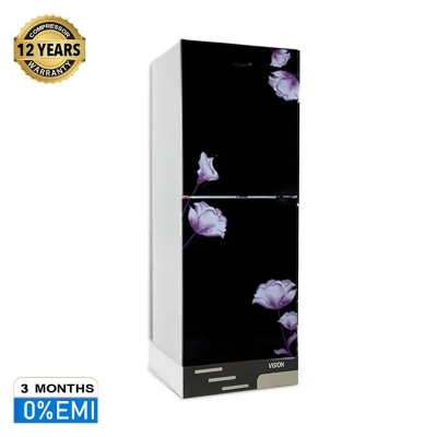 Picture of VISION Glass Door Refrigerator RE-200L Mirror Purple Flower Top Mount 