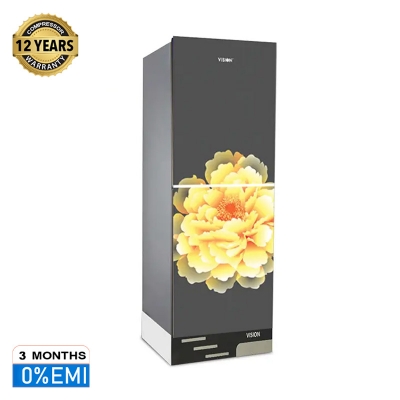 Picture of VISION Glass Door Refrigerator RE-200L Mirror Blooming Flower Top Mount 