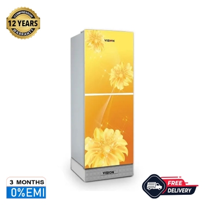 Picture of VISION Glass Door Refrigerator RE-150L Golden Juhua Flower Top Mount