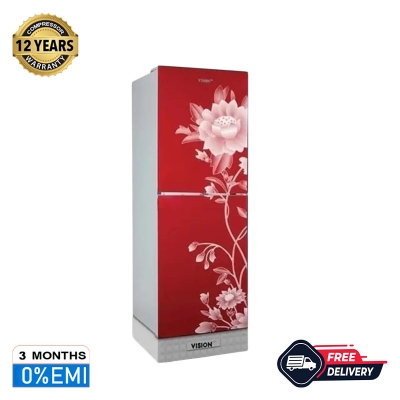 Picture of VISION Glass Door Refrigerator RE-196L Lotus FL-Maroon Bottom Mount 