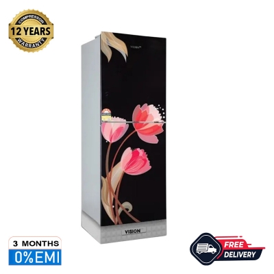 Picture of VISION GD Refrigerator RE-196L Pink Tulip Black Bottom Mount
