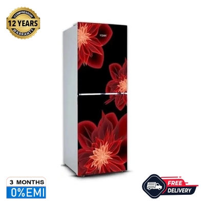 Picture of VISION Glass Door Refrigerator RE-252L Dahlia Red Bottom Mount 