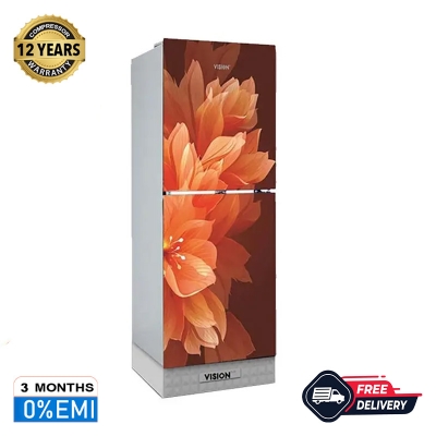 Picture of VISION Glass Door Refrigerator RE-217 Litre Orange Lily Top Mount 