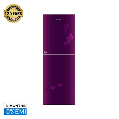 Picture of VISION Glass Door Bottom Mount Refrigerator RE-185L Lily Flower Purple 