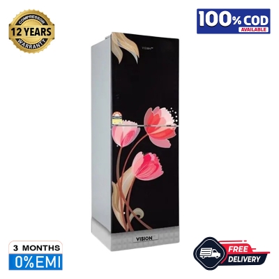 Picture of VISION Glass Door Refrigerator Bottom Mount RE-185L Pink Tulip Black 