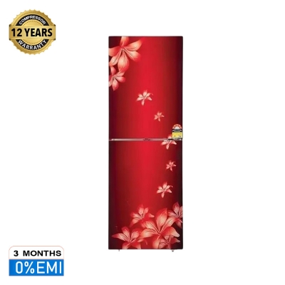 Picture of VISION Glass Door Refrigerator Top Mount RE-180L Lily Flower Maroon 