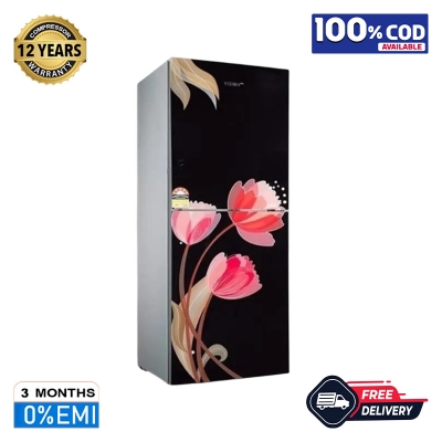 Picture of VISION Glass Door Refrigerator Top Mount RE-180L Pink Tulip Black