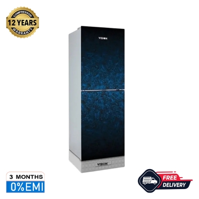 Picture of VISION Glass Door Refrigerator RE-238L Grand Rose Blue Bottom Mount 