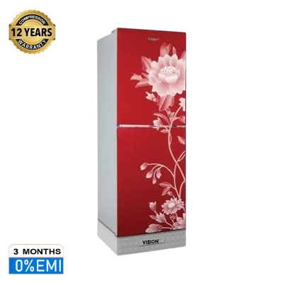Picture of VISION Glass Door Bottom Mount Refrigerator RE-216L Lotus Flower Maroon 