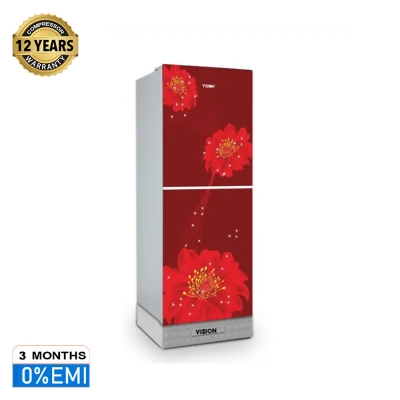 Picture of VISION Glass Door Top Mount Refrigerator RE-217 Liter Red Juhua Flower 