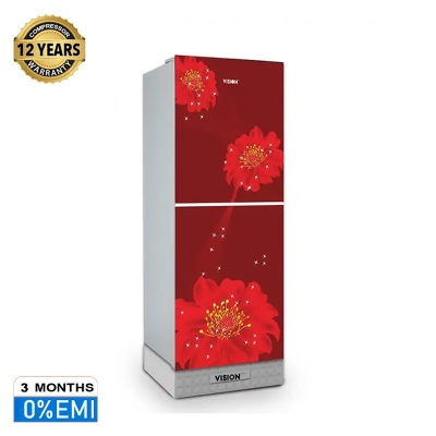 Picture of VISION Glass Door Bottom Mount Refrigerator RE-238 Liter Red Juhua Flower 