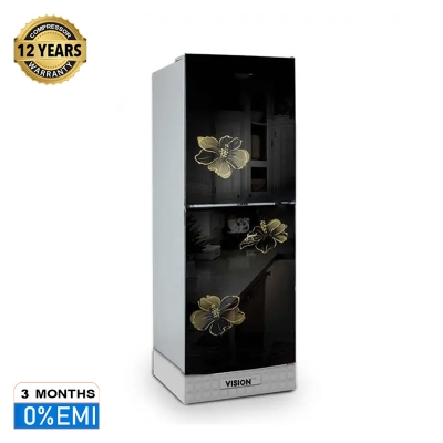 Picture of VISION Glass Door Top Mount Refrigerator RE-200 Liter Mirror Lotus 