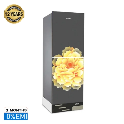 Picture of VISION Glass Door Refrigerator RE-200L Mirror Blooming Flower Top Mount