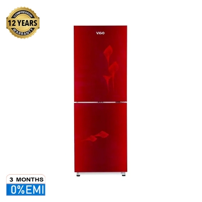 Picture of ViGO 222 Litre Red Lily Flower Refrigerator