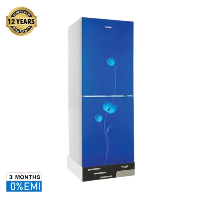 Picture of VISION Glass Door Refrigerator RE-356 Liter Blue Flower Top Mount 