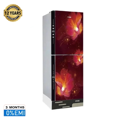 Picture of VISION Glass Door Refrigerator RE-305 Liter Digital Red Flower Top Mount 