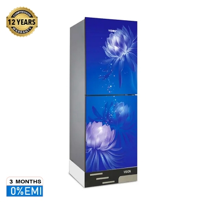 Picture of VISION Glass Door Refrigerator RE-252 Liter Digital Blue Lily Bottom Mount 