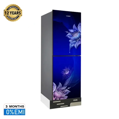 Picture of VISION Glass Door Refrigerator RE-200 Liter Digital Blue Flower Top Mount 