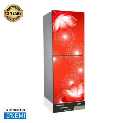 Picture of VISION Glass Door Refrigerator RE-185L Digital Lily Flower Bottom Mount 