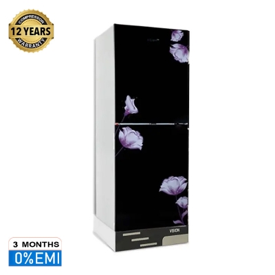 Picture of VISION Glass Door Refrigerator RE-185L Mirror Purple Flower 