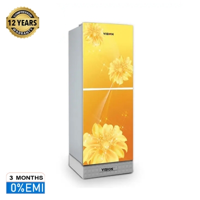 Picture of VISION Glass Door Top Mount Refrigerator RE-150 Liter Pink Juhua Flower