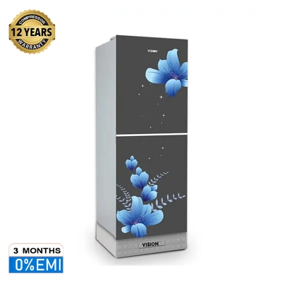 Picture of VISION Glass Door Top Mount Refrigerator RE-200 Liter Mirror Blue Flower 
