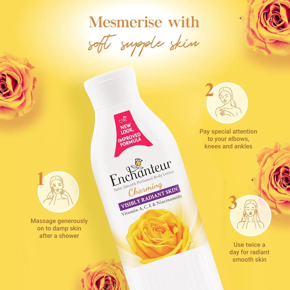 Picture of International Malaysian Product Enchanteur Perfume Body lotion Charming Satin Smooth Aloe vera & Olive butter For used Male/female 250 Ml