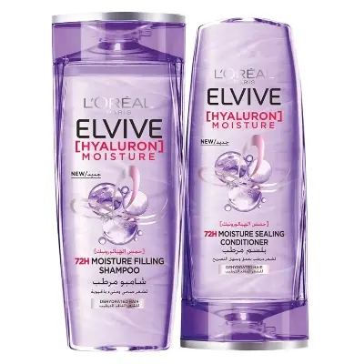 Picture of International Egypt Product L'OREAL PARIS Elvive Hyaluron Moisture Shampoo For 400ML+ Conditioner 360ML For Frizzy & Dehydrated Hair Used For Male /Female -400+360ml