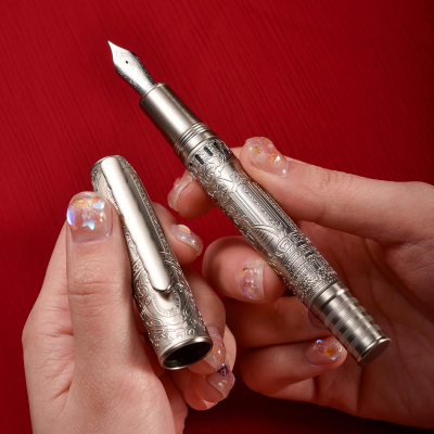 Picture of Hongdian 100 Silver Steel Piston Fountain Pen