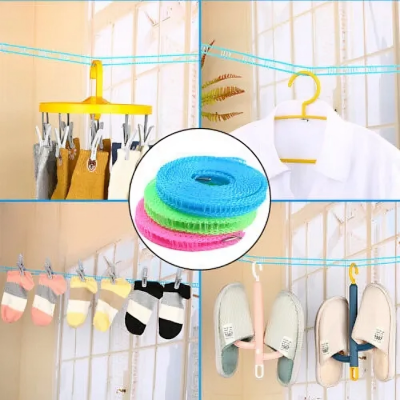 Picture of 5M Outdoor Clothesline Nylon Non-Slip Laundry Line Rope Cloth Hanging Rope Travel Business Windproof Clothes Cord (Multicolor)