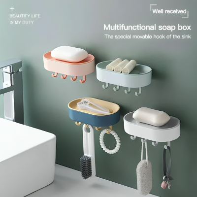 Picture of Soap Holder With Lid Drain Soap Box Punch-Free Flip-Top Soap Dish Creative (Multicolor)