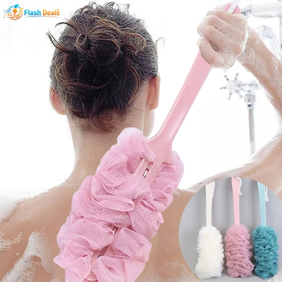 Picture of Long Handle Bath Sponge Shower Brush Back Scrubber For Shower Soft Mesh Body Back Cleaner Washer Body Bath Massage Brush (Multicolor)