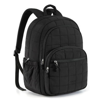 Picture of BAGSMART College Laptop Backpack, Travel Backpack for Women, Quilted Casual Daypack, Water-Resistant Bookbag for 15.6 Inch Laptop, Black