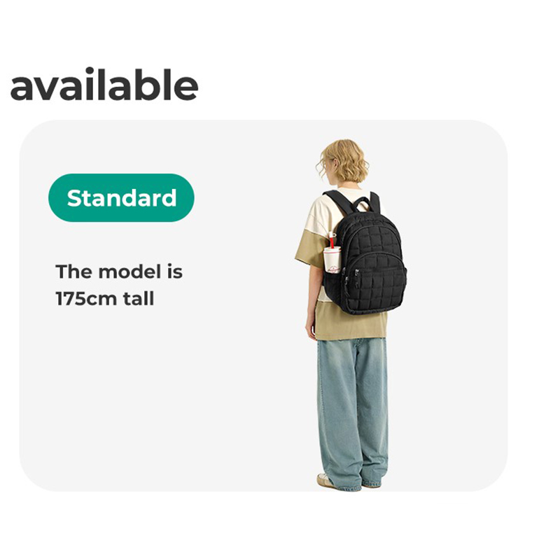 Picture of BAGSMART College Laptop Backpack, Travel Backpack for Women, Quilted Casual Daypack, Water-Resistant Bookbag for 15.6 Inch Laptop, Black