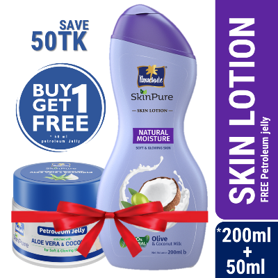 Picture of Parachute SkinPure Skin Lotion Natural Moisture 200ml (50ml Petroleum Jelly Free)