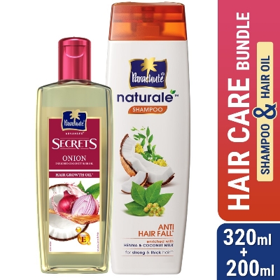 Picture of HAIR CARE BUNDLE - Parachute Naturale Shampoo Anti Hair Fall 320ml & Parachute Advansed Secrets Onion Enriched Coconut Hair Growth Oil 200ml - CO