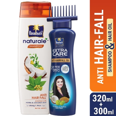 Picture of ANTI HAIR-FALL BUNDLE - Parachute Anti Hairfall Oil Extra Care 300ml (Root Applier) & Parachute Naturale Shampoo Anti Hair Fall 320ml - CO