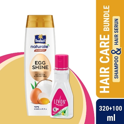 Picture of HAIR CARE BUNDLE - Parachute Naturale Shampoo Egg Shine 320ml & Livon Hair Serum 100ml - CO