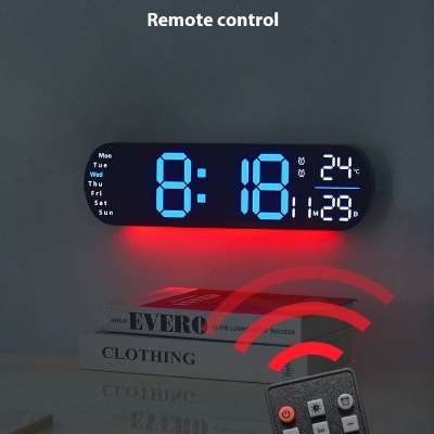 Picture of 14" Oval LED Wall Clock with RGB Night Light Remote Control Alarm Clock