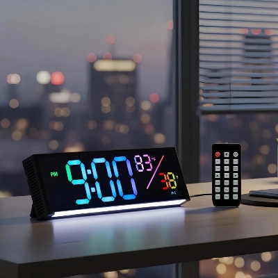Picture of 11" RGB Digital LED Wall Clock With RGB night light Remote control Alarm Table Clock