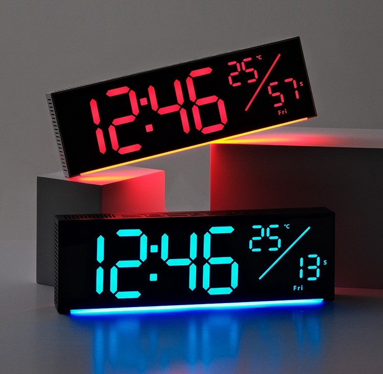 Picture of 11" RGB Digital LED Wall Clock With RGB night light Remote control Alarm Table Clock